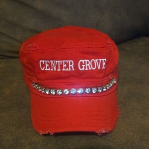 Red Embellished Center Grove Hat
